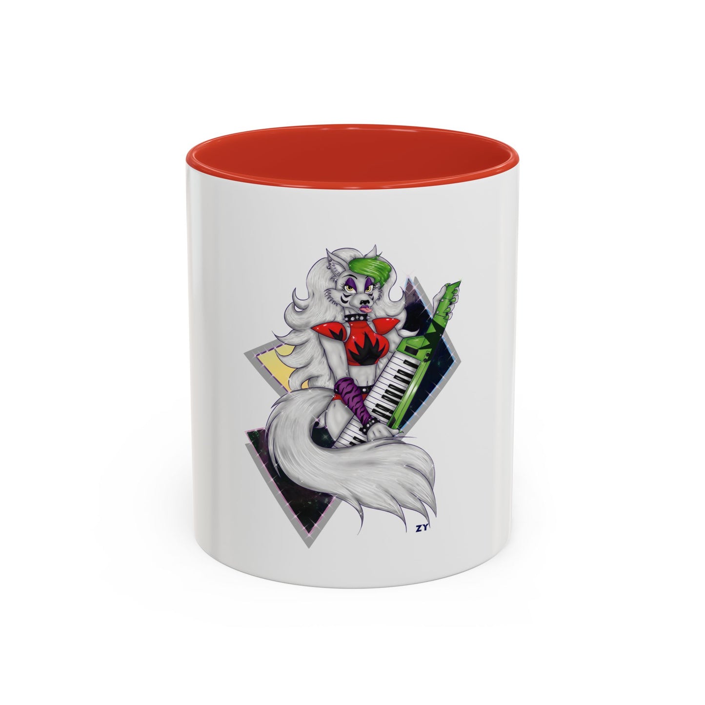 Roxy Rockstar Character Print OG Two-Tone Coffee Mugs, 15oz