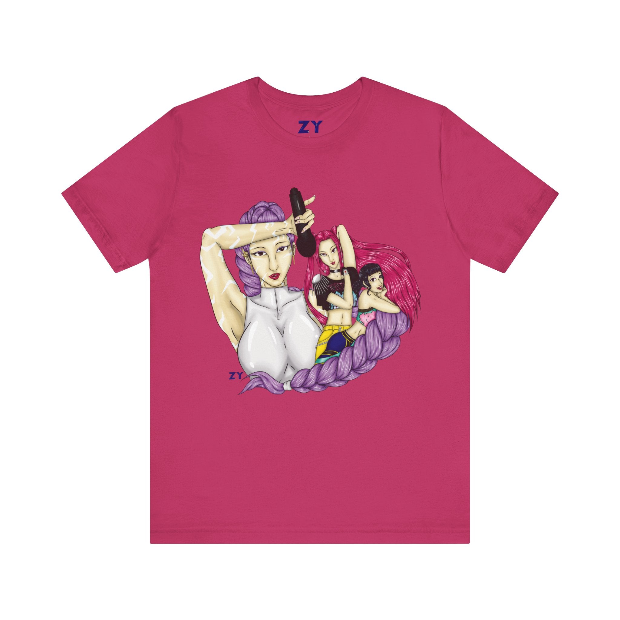 KPOP Trio Print Character Print Unisex Jersey Short Sleeve Tee