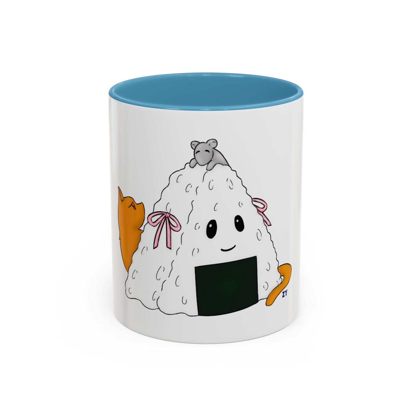 Fruits Basket Onigiri, Cat & Rat Two-Tone Coffee Mugs, 15oz