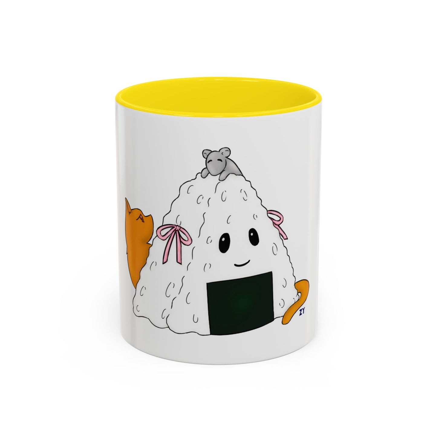 Fruits Basket Onigiri, Cat & Rat Two-Tone Coffee Mugs, 15oz