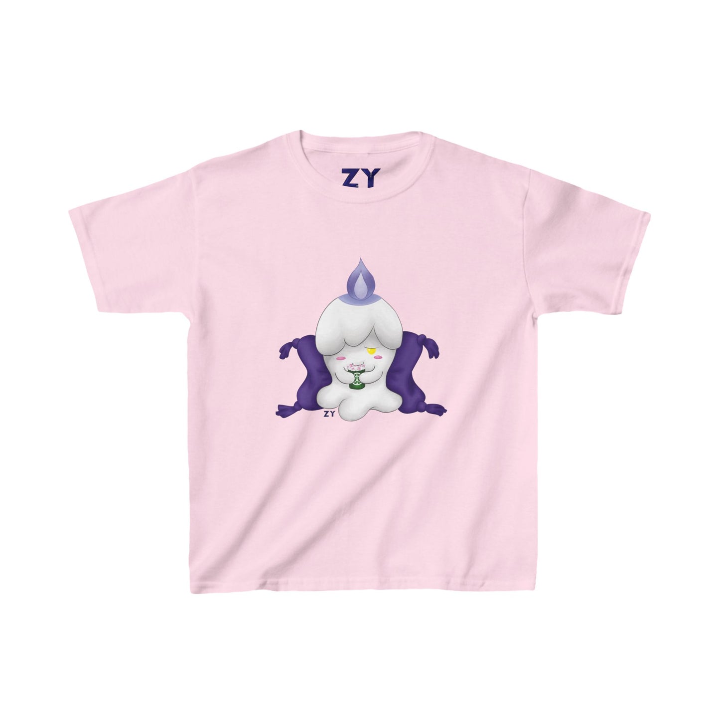 Ghost Monster Candle w/ Hot Chocolate Character Print Kid's Fine Jersey Tee