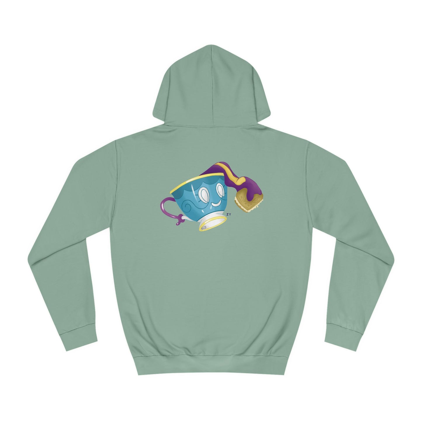 Ghostly Teacup w/ Biscuit Character Print Unisex Hoodie