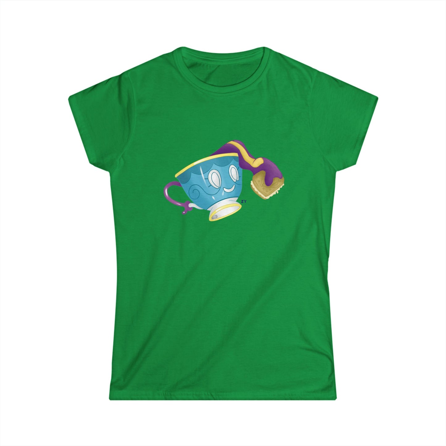 Ghostly Teacup w/ Biscuit Fanart Print Soft Style Ladies Tee