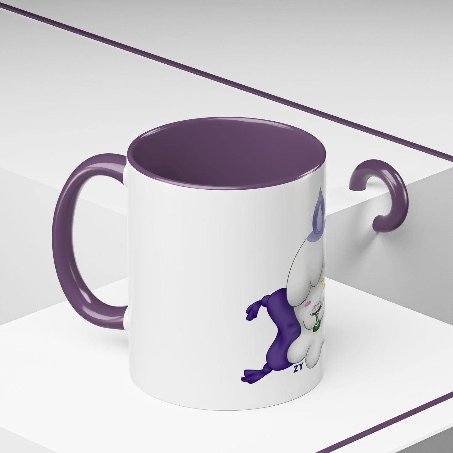 Ghost Monster Candle w/ Hot Chocolate Character Print OG Two-Tone Coffee Mugs, 15oz