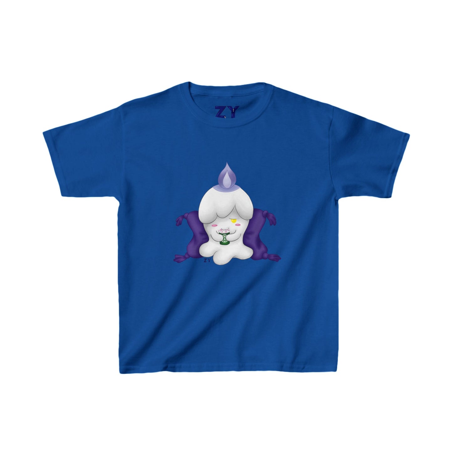 Ghost Monster Candle w/ Hot Chocolate Character Print Kid's Fine Jersey Tee