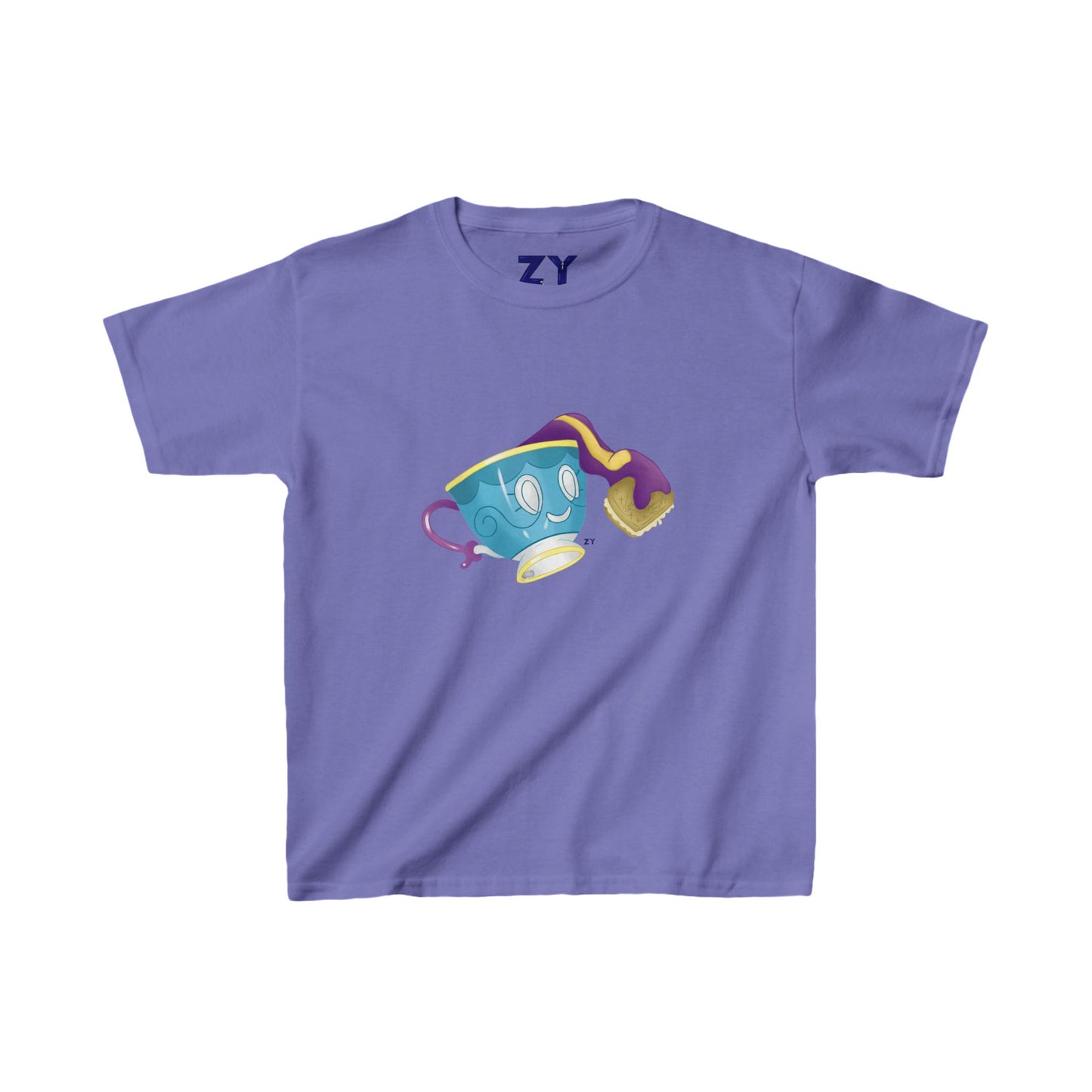 Ghostly Teacup w/ Biscuit Fanart Print Kid's Fine Jersey Tee