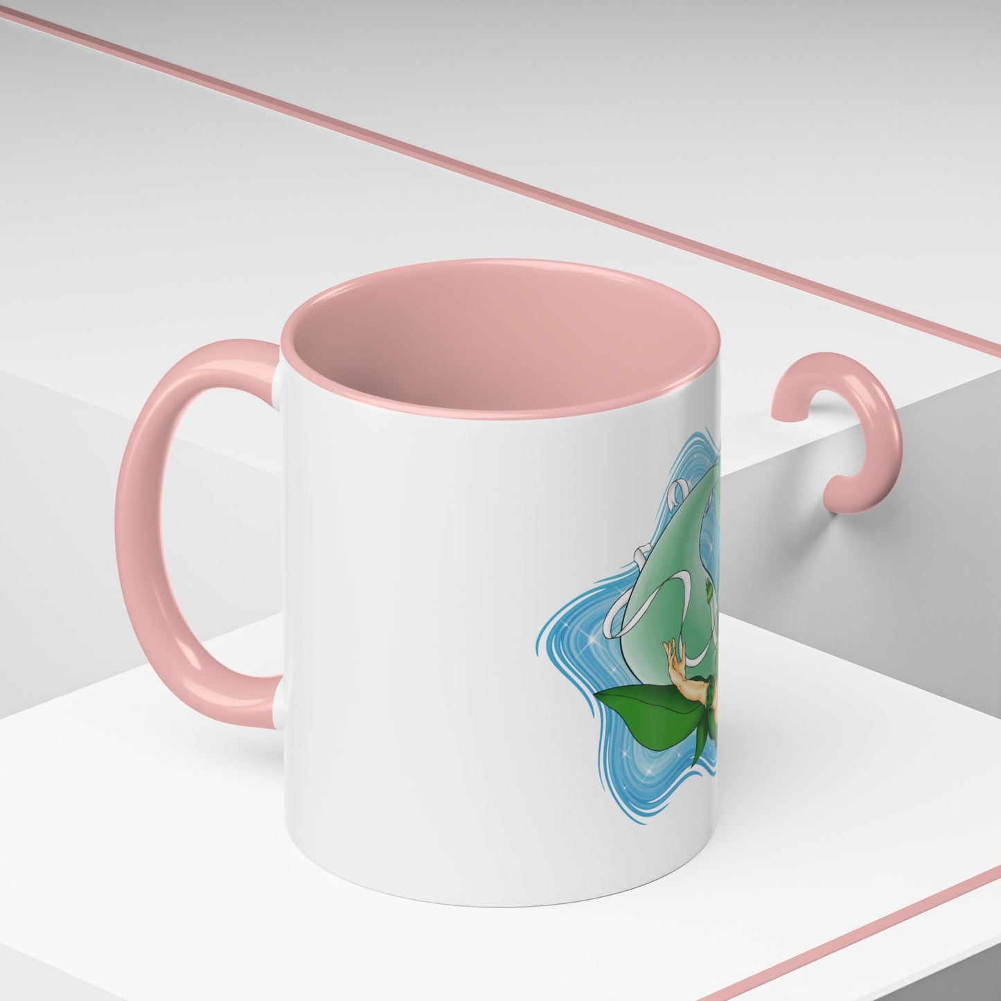 Mew Lettuce Mermaid Two-Tone Coffee Mugs, 15oz