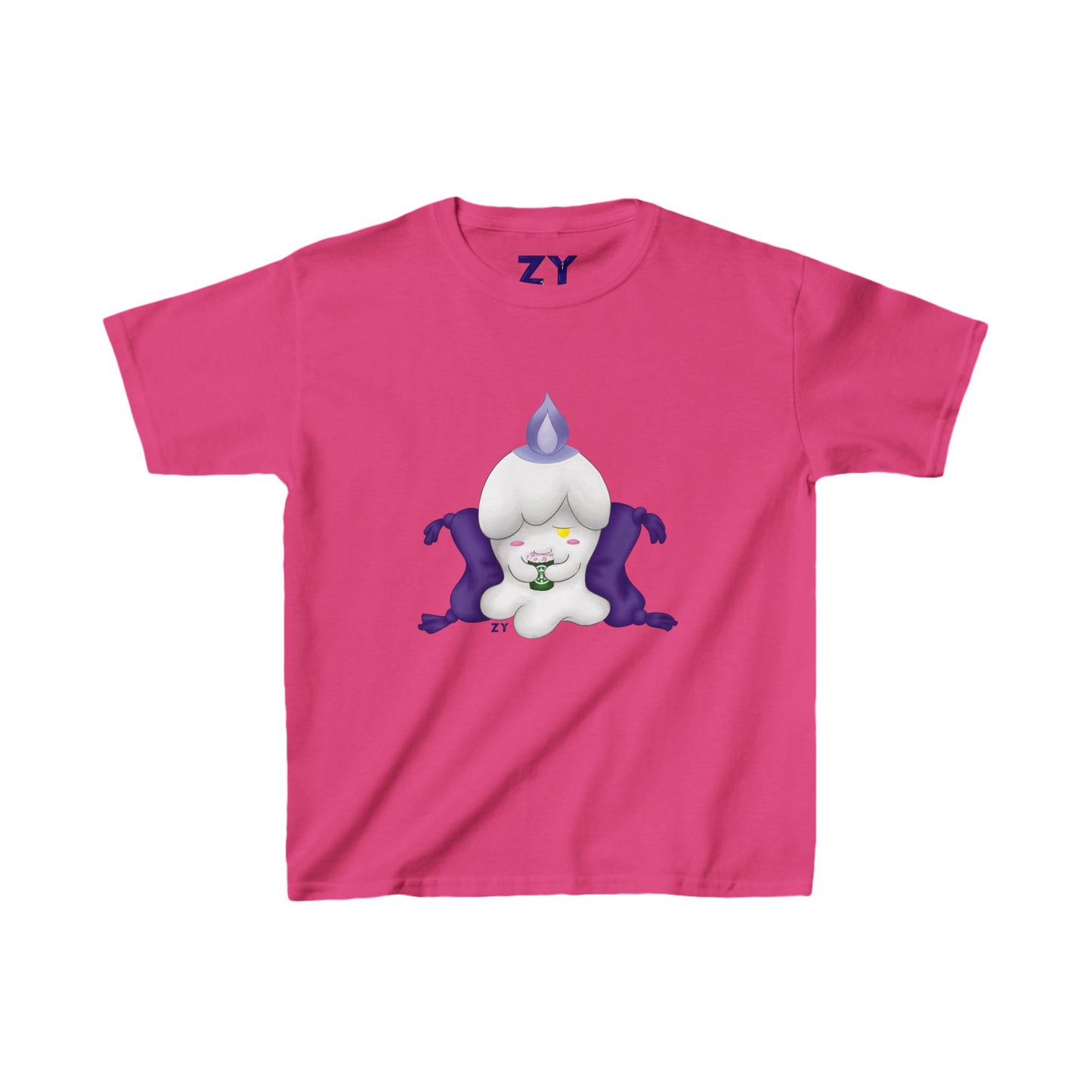 Ghost Monster Candle w/ Hot Chocolate Character Print Kid's Fine Jersey Tee