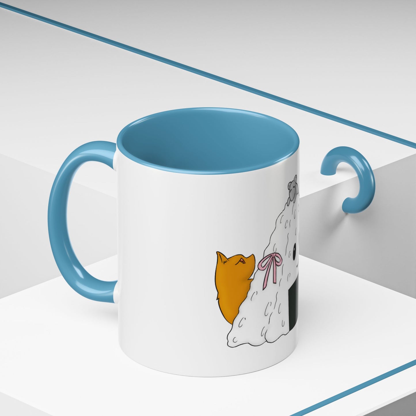 Fruits Basket Onigiri, Cat & Rat Two-Tone Coffee Mugs, 15oz