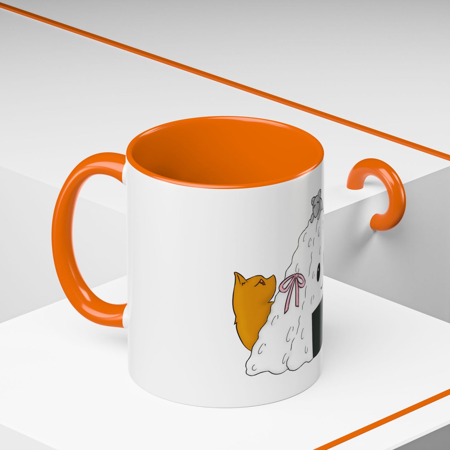 Fruits Basket Onigiri, Cat & Rat Two-Tone Coffee Mugs, 15oz