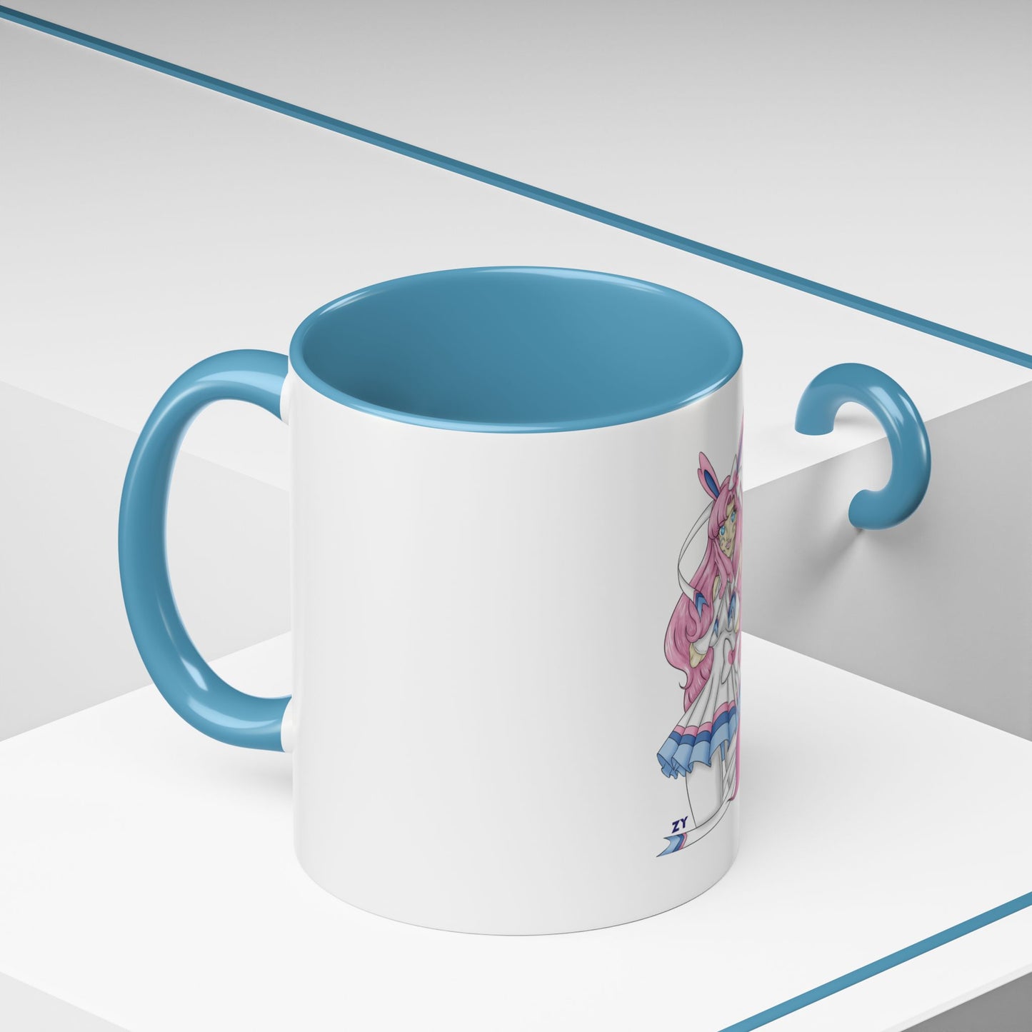 Sylve Girl Kawaii Interpretive Character Print OG Two-Tone Coffee Mugs, 15oz