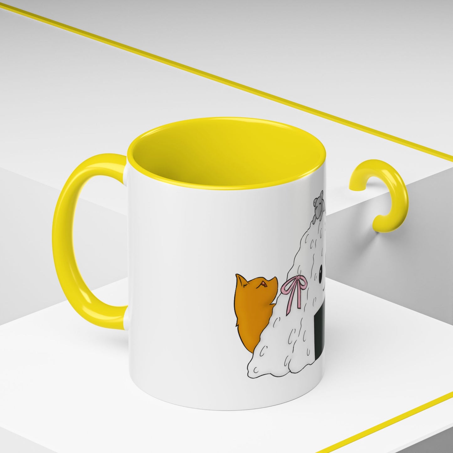 Fruits Basket Onigiri, Cat & Rat Two-Tone Coffee Mugs, 15oz