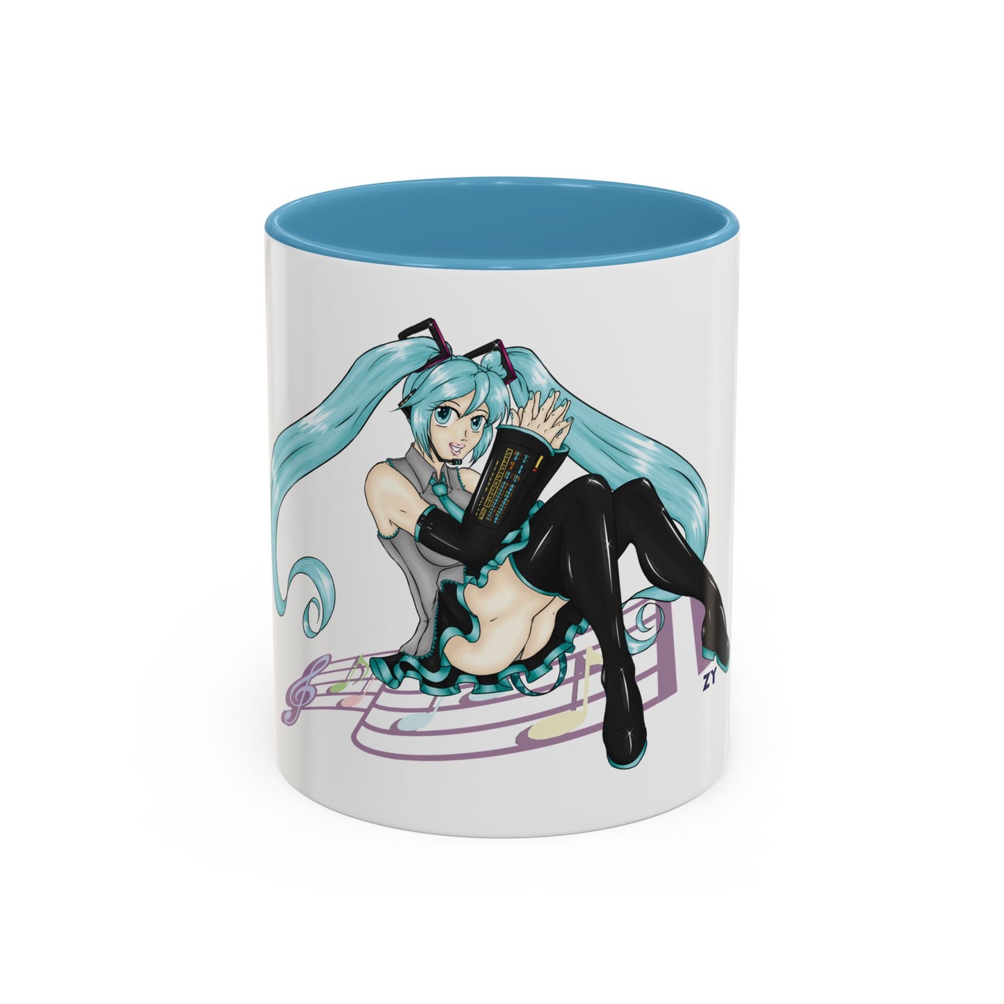V: Miku Character Print OG Two-Tone Coffee Mugs, 15oz