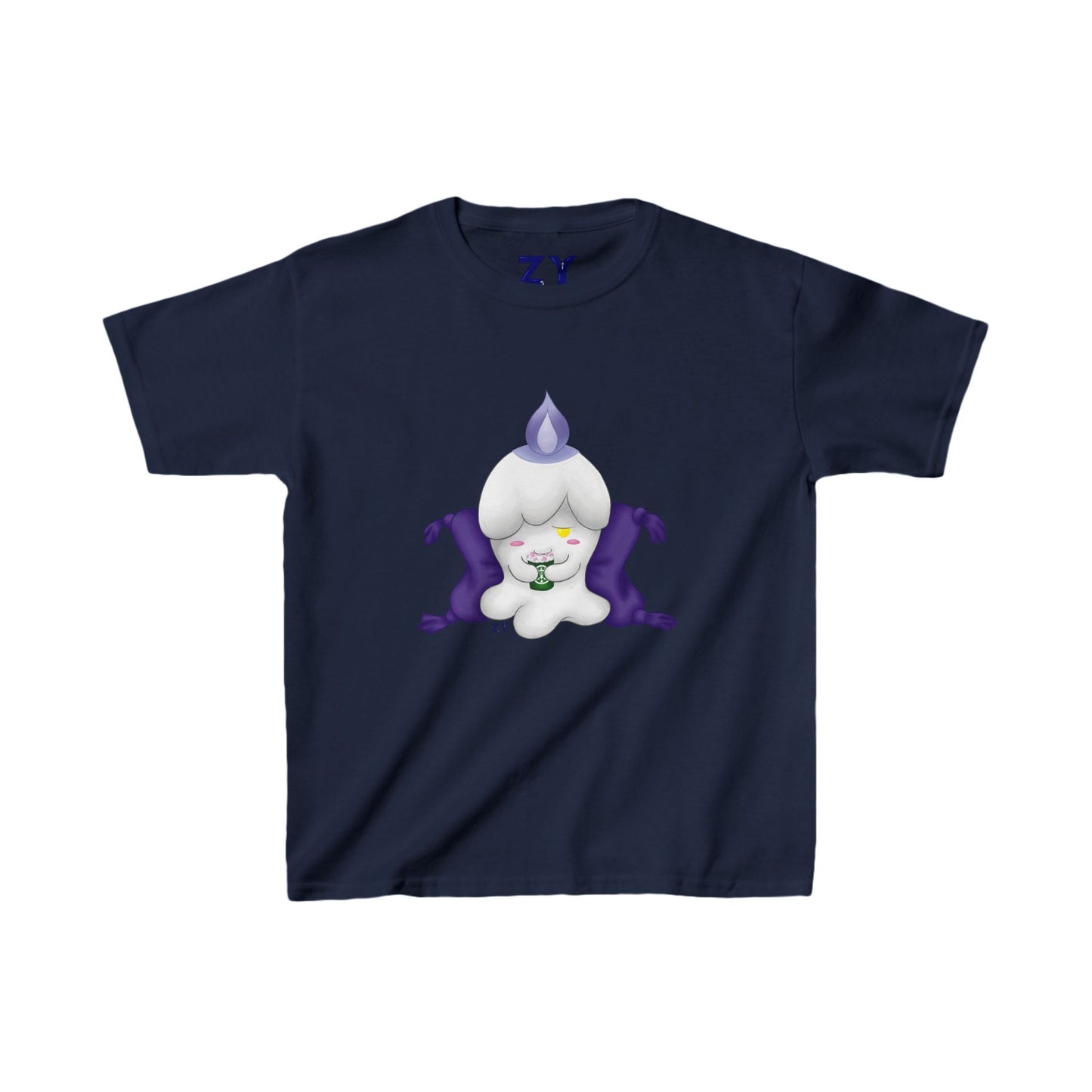Ghost Monster Candle w/ Hot Chocolate Character Print Kid's Fine Jersey Tee