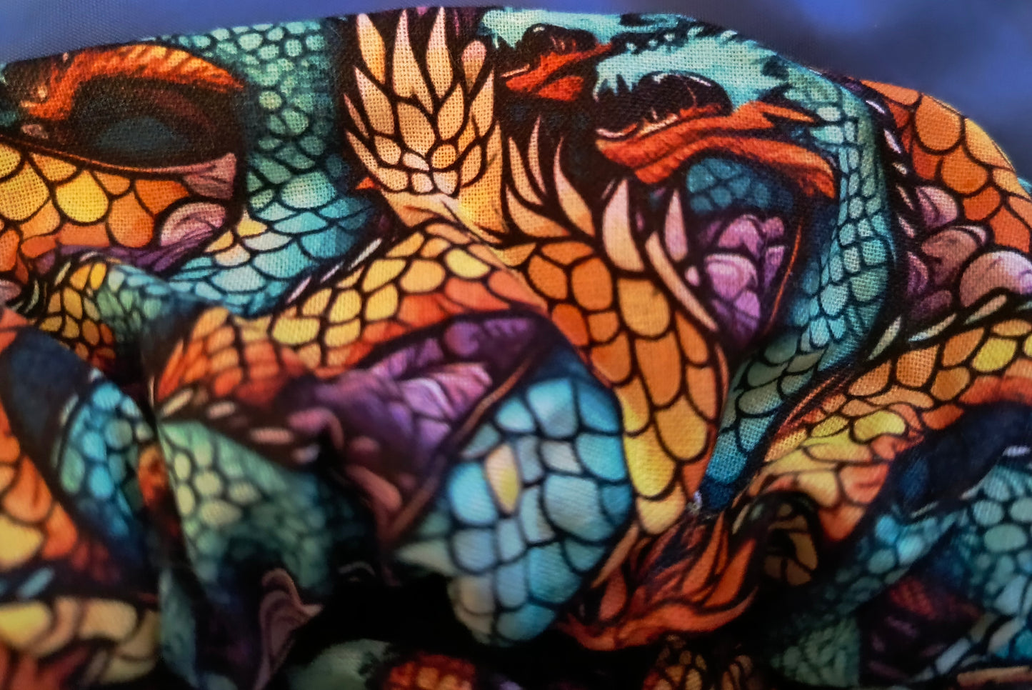 DISCOUNTED Mixed Dragon Print Cotton Hair Scrunchie