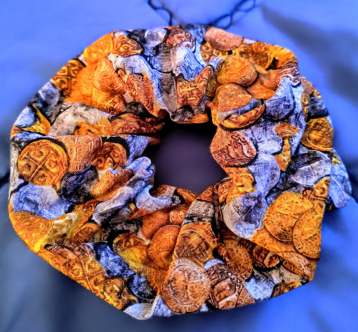 DISCOUNTED Gold & Silver Pirate Treasure Coins Cotton Hair Scrunchie