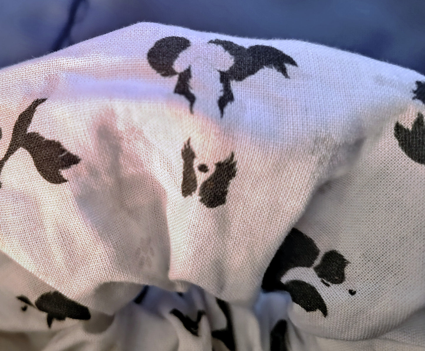 DISCOUNTED White Yoga Dog Border Collie Print Cotton Hair Scrunchie