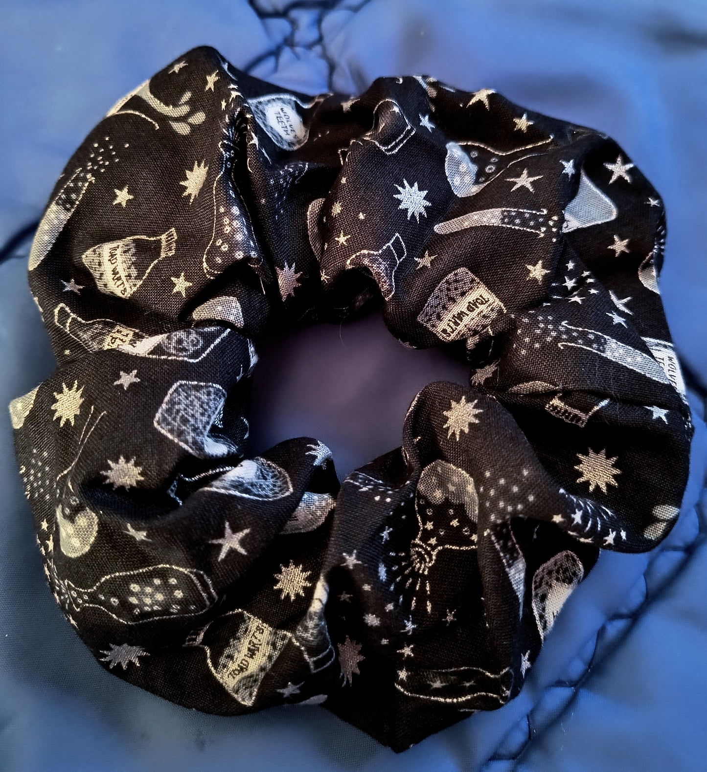 DISCOUNTED Black Witches Potions Cotton Hair Scrunchie