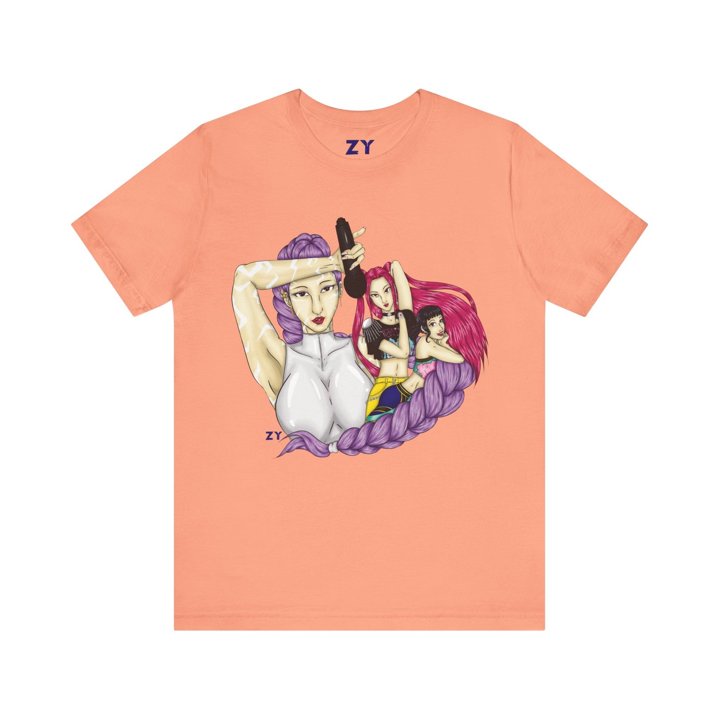 KPOP Trio Print Character Print Unisex Jersey Short Sleeve Tee