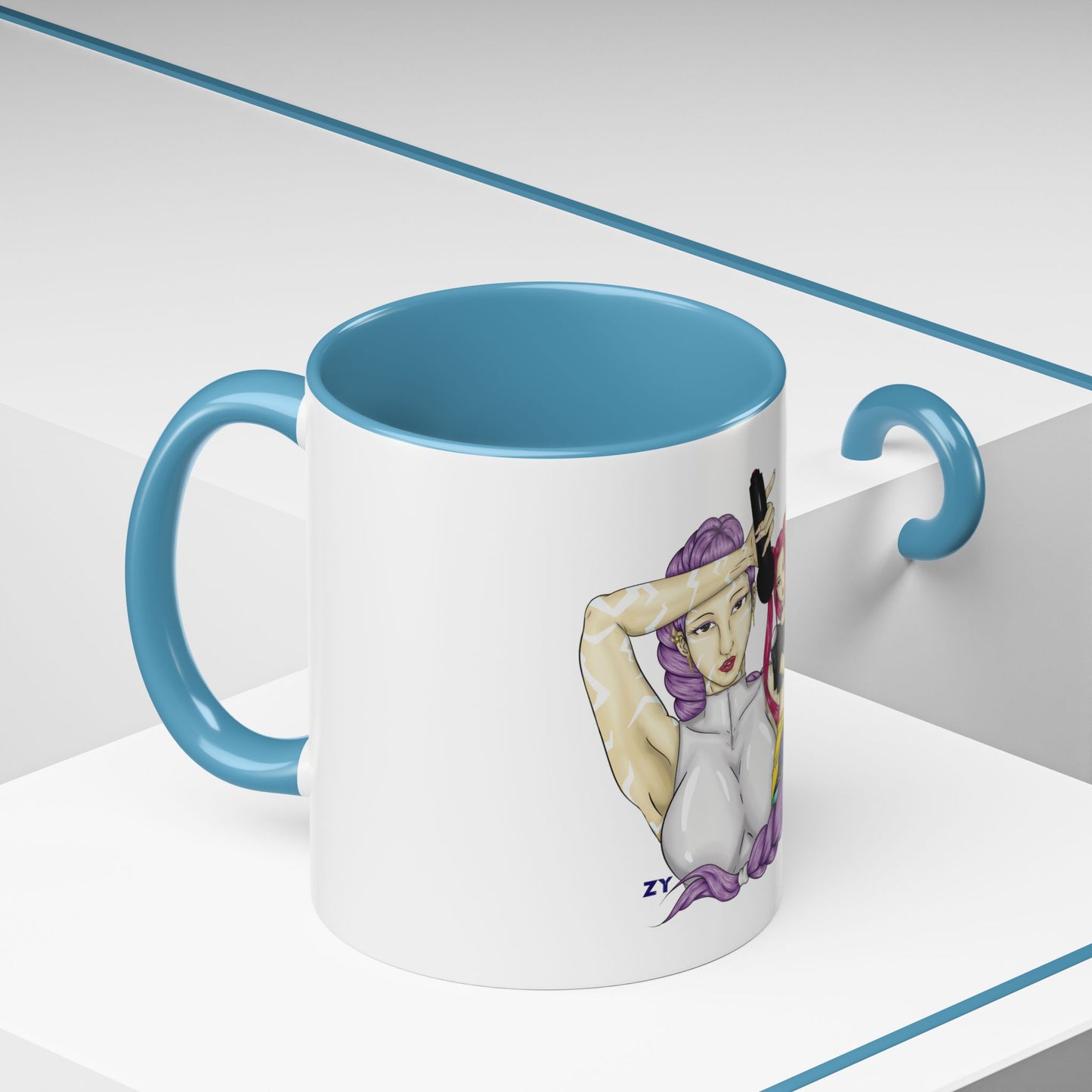 KPOP Trio Fanart Print OG Two-Tone Coffee Mugs, 15oz