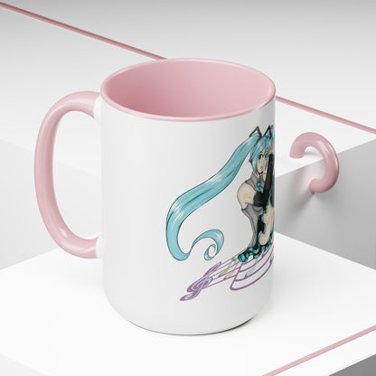 V: Miku Character Print OG Two-Tone Coffee Mugs, 15oz