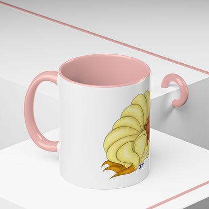 Poké Foxes 'Many Sleepy Tails' Print Character Print Two-Tone Coffee Mugs, 15oz