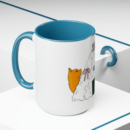 Fruits Basket Onigiri, Cat & Rat Two-Tone Coffee Mugs, 15oz