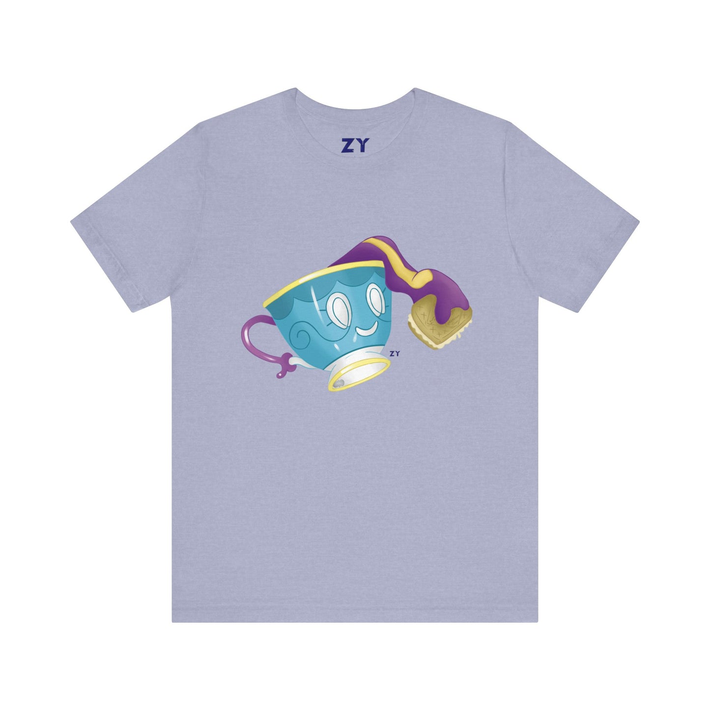 Ghostly Teacup w/ Biscuit Character Print Unisex Jersey Short Sleeve Tee