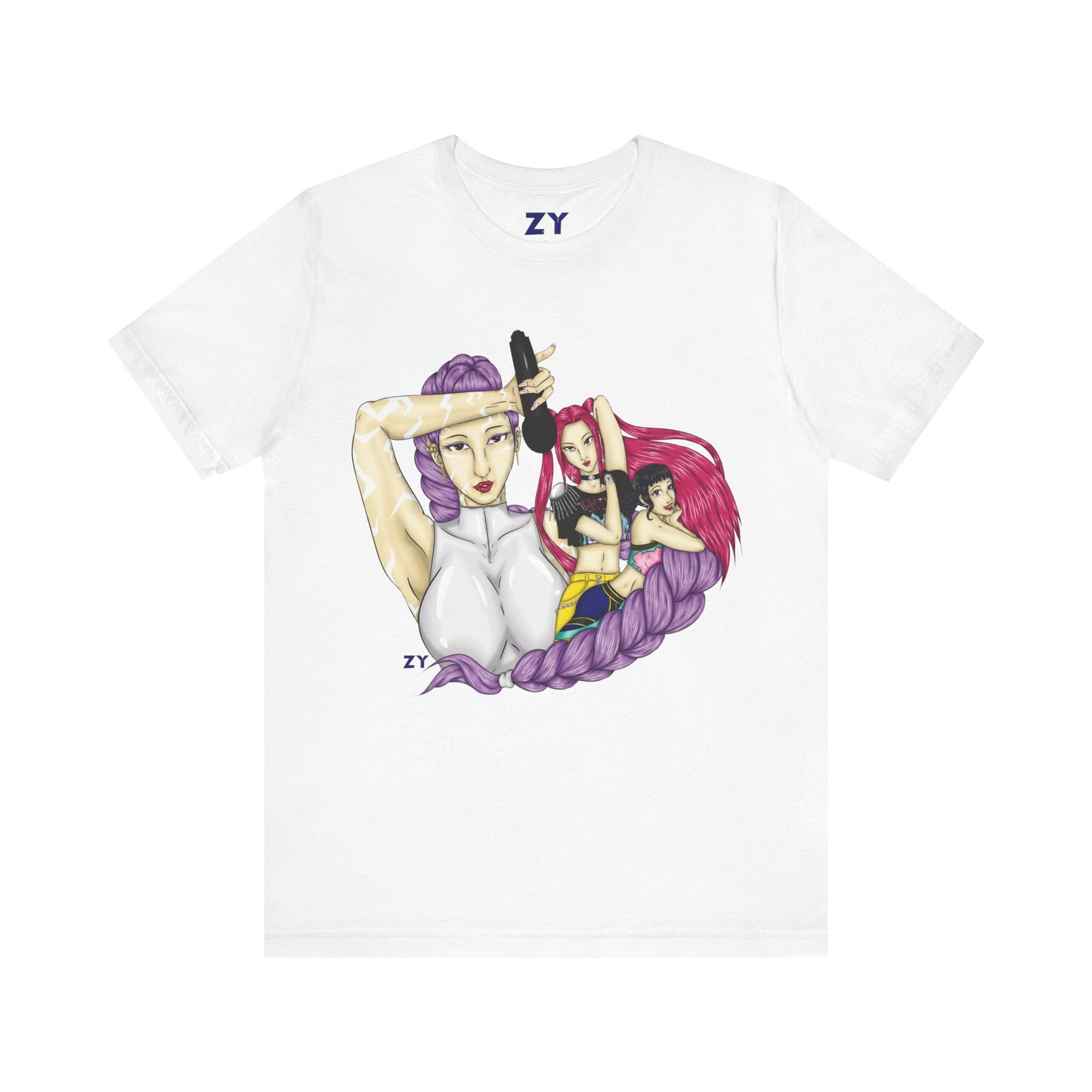 KPOP Trio Print Character Print Unisex Jersey Short Sleeve Tee