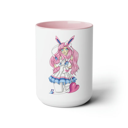 Sylve Girl Kawaii Interpretive Character Print OG Two-Tone Coffee Mugs, 15oz