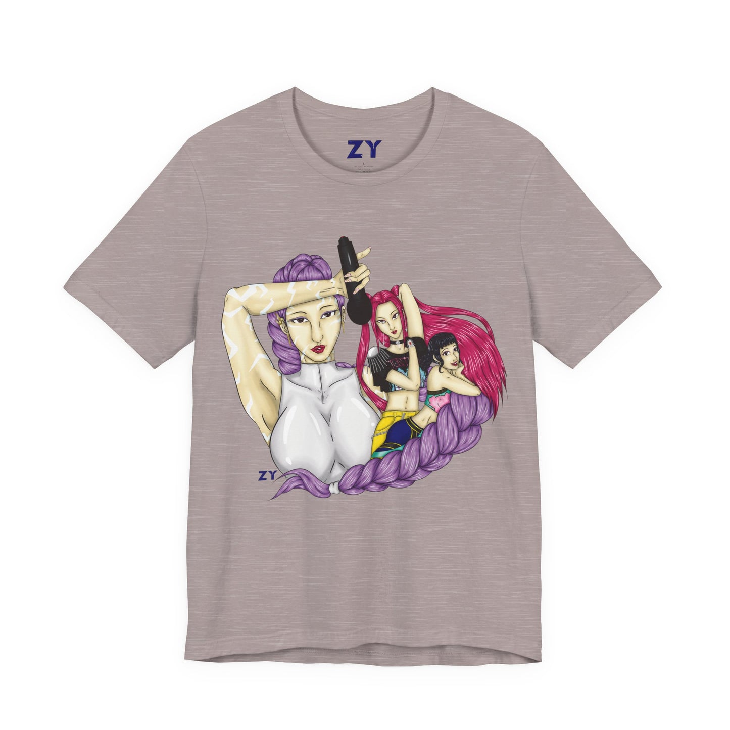 KPOP Trio Print Character Print Unisex Jersey Short Sleeve Tee