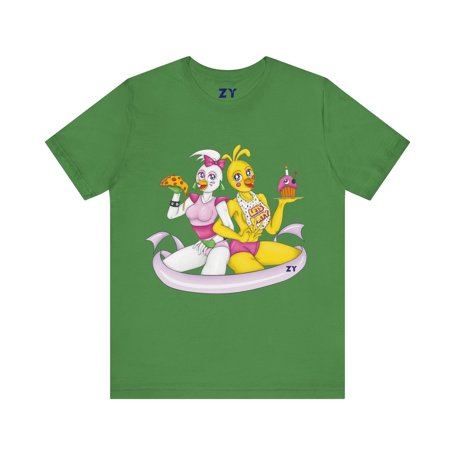 Double Chica (Toy & Glamrock) Character Print Fanart Unisex Jersey Short Sleeve Tee