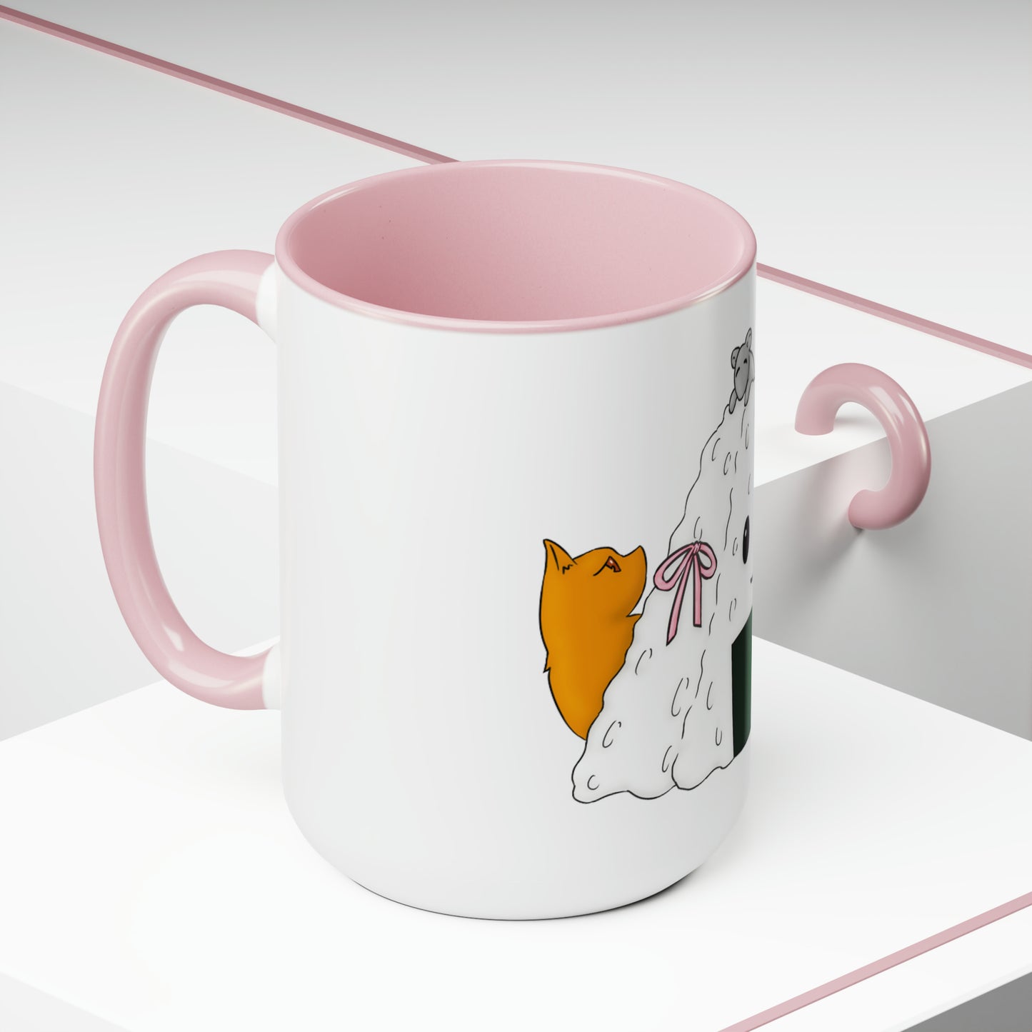 Fruits Basket Onigiri, Cat & Rat Two-Tone Coffee Mugs, 15oz