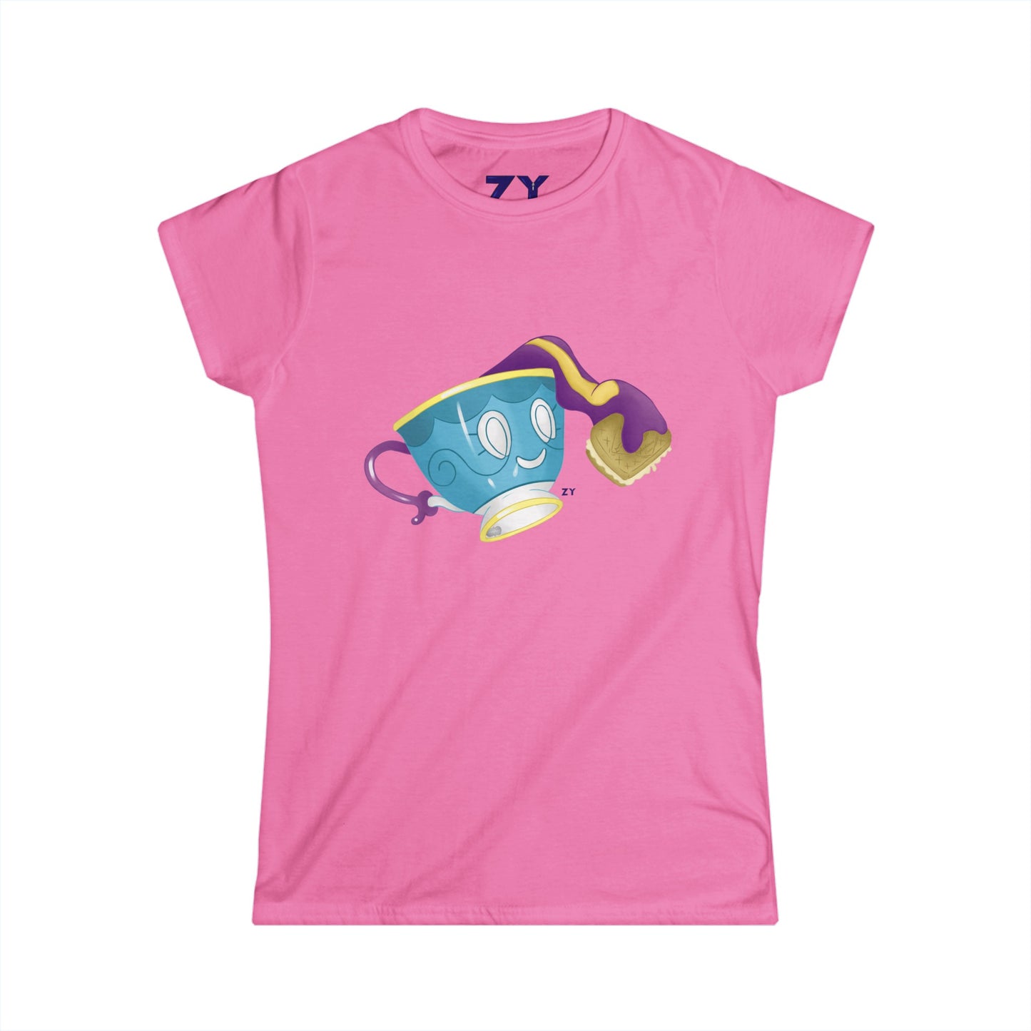 Ghostly Teacup w/ Biscuit Fanart Print Soft Style Ladies Tee