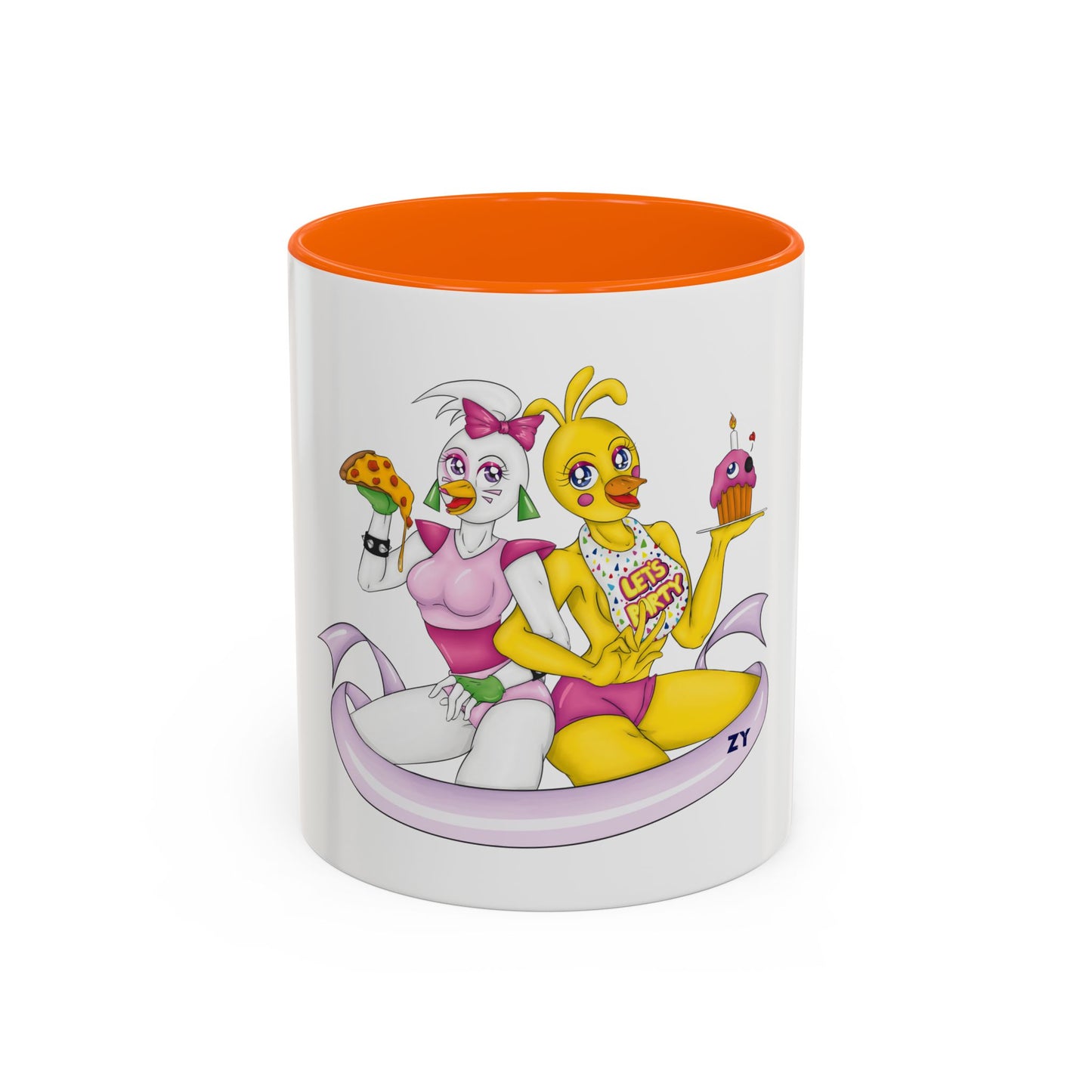Double Chica (Toy & Glamrock) Character Fanart Print Two-Tone Coffee Mugs, 15oz