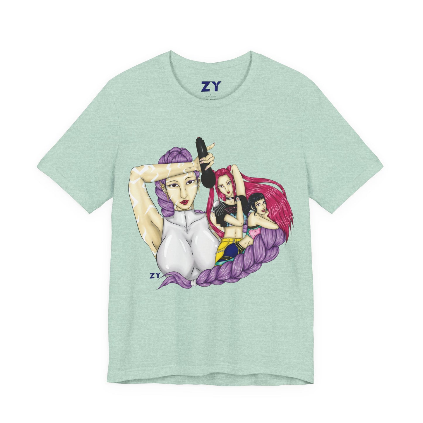 KPOP Trio Print Character Print Unisex Jersey Short Sleeve Tee