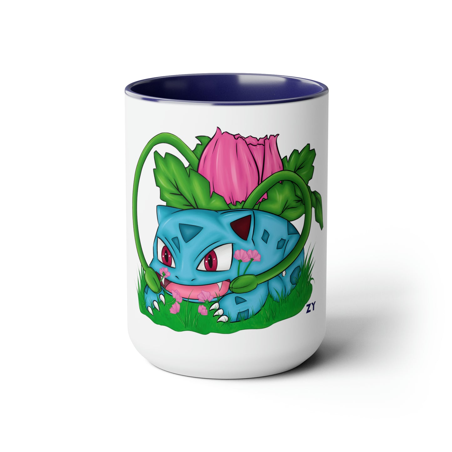 Pokesaur Ivy Beast Fanart Two-Tone Coffee Mugs, 15oz