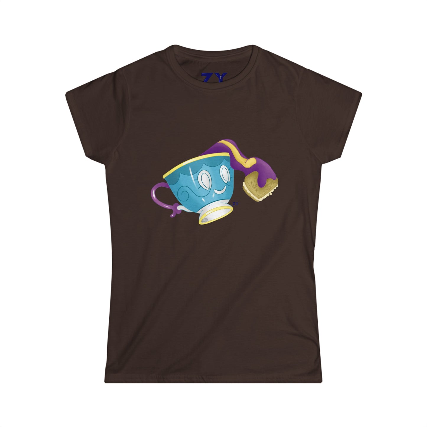 Ghostly Teacup w/ Biscuit Fanart Print Soft Style Ladies Tee