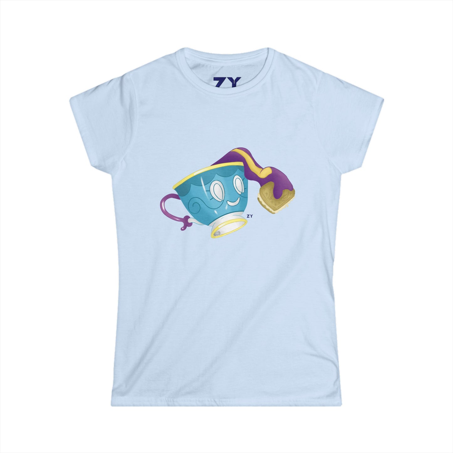 Ghostly Teacup w/ Biscuit Fanart Print Soft Style Ladies Tee