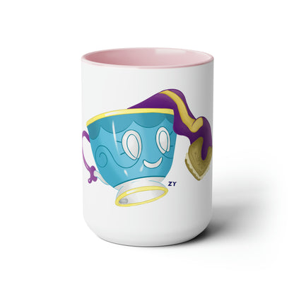 Ghostly Teacup w/ Biscuit Fanart Print OG Two-Tone Coffee Mugs, 15oz