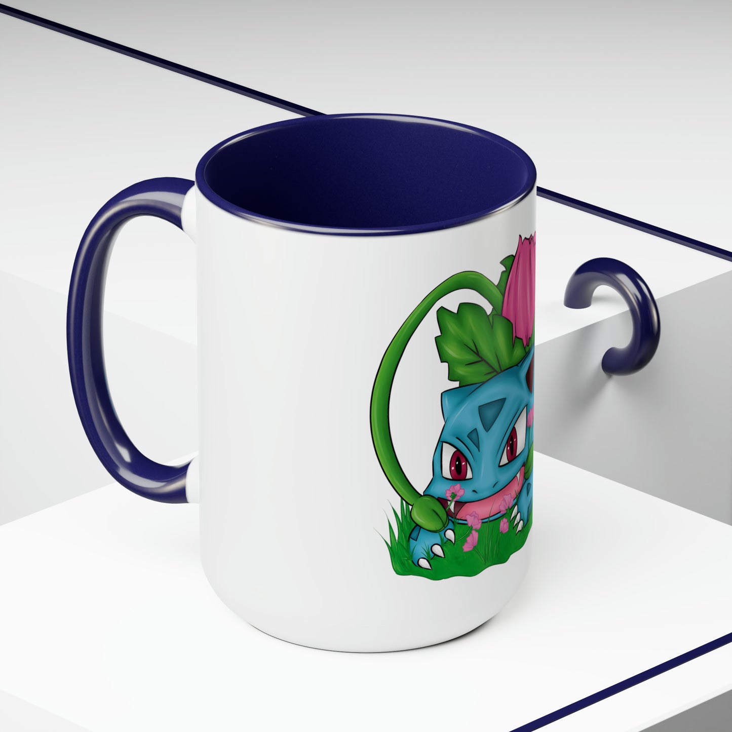 Pokesaur Ivy Beast Fanart Two-Tone Coffee Mugs, 15oz