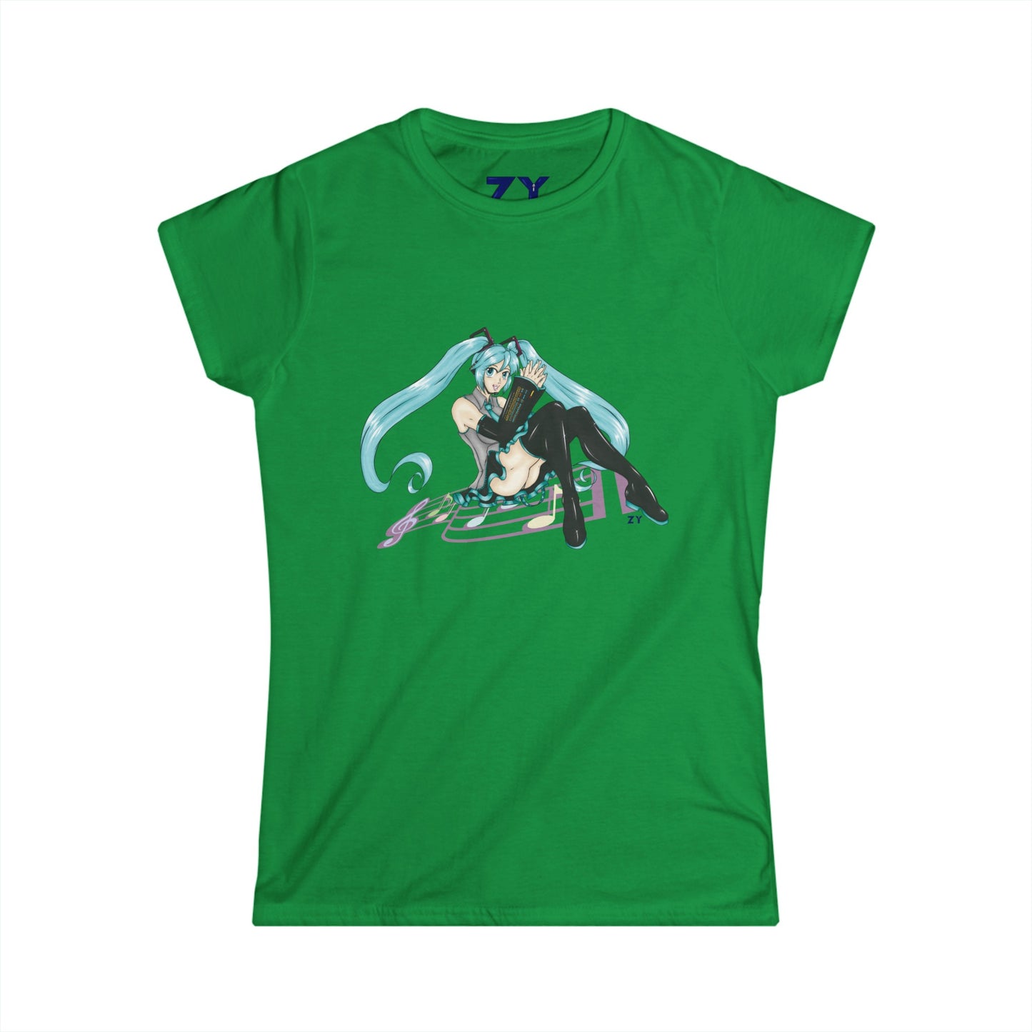 V: Miku Character Print Soft Style Ladies Tee