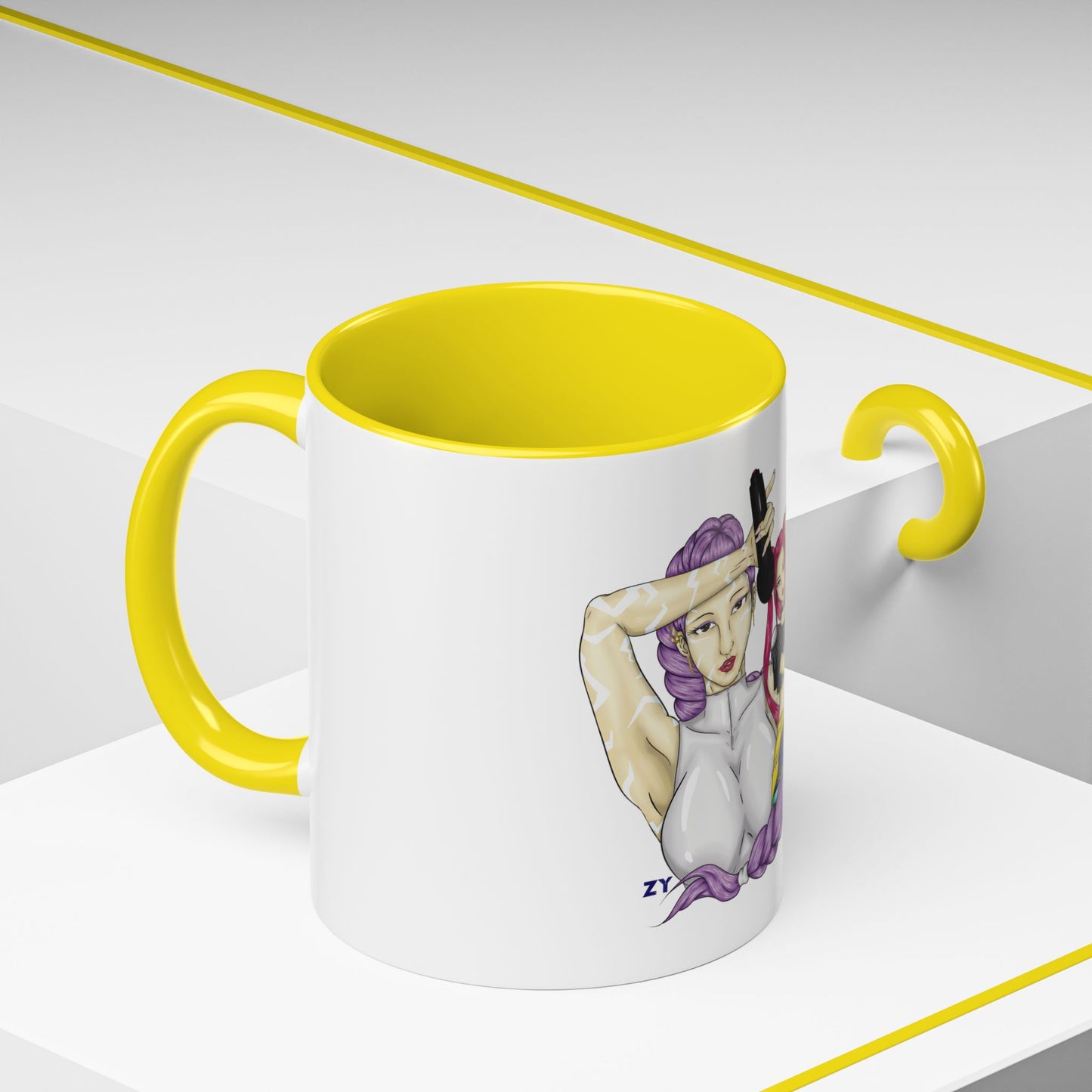 KPOP Trio Fanart Print OG Two-Tone Coffee Mugs, 15oz