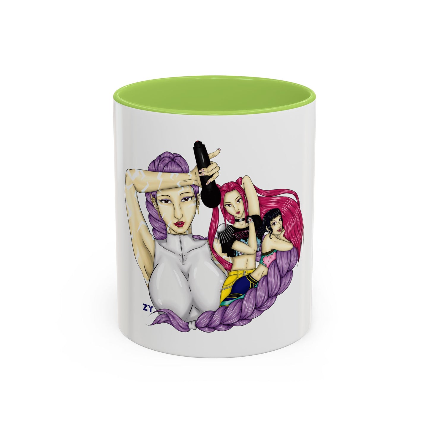 KPOP Trio Fanart Print OG Two-Tone Coffee Mugs, 15oz