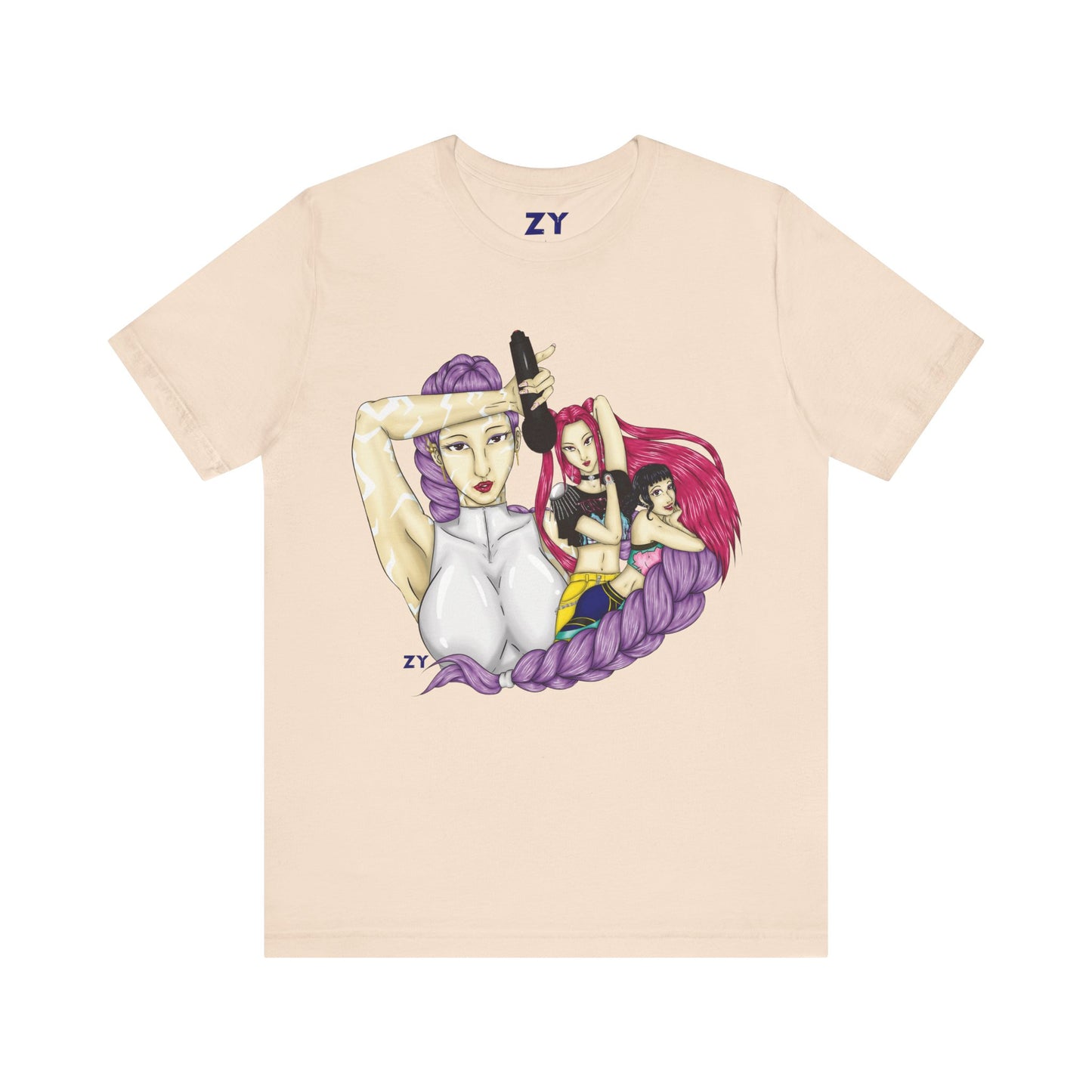 KPOP Trio Print Character Print Unisex Jersey Short Sleeve Tee