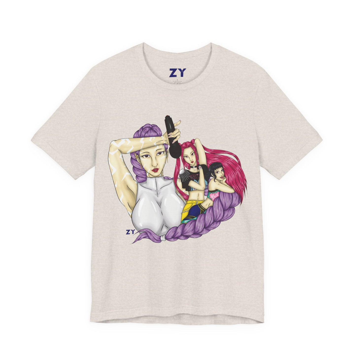 KPOP Trio Print Character Print Unisex Jersey Short Sleeve Tee