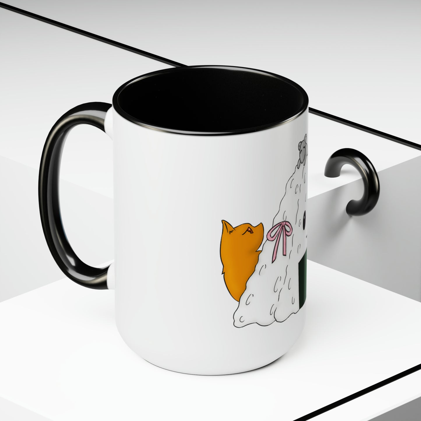 Fruits Basket Onigiri, Cat & Rat Two-Tone Coffee Mugs, 15oz