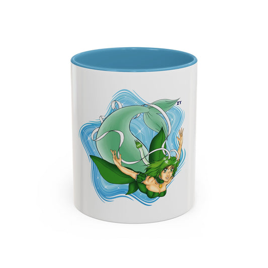 Mew Lettuce Mermaid Two-Tone Coffee Mugs, 15oz