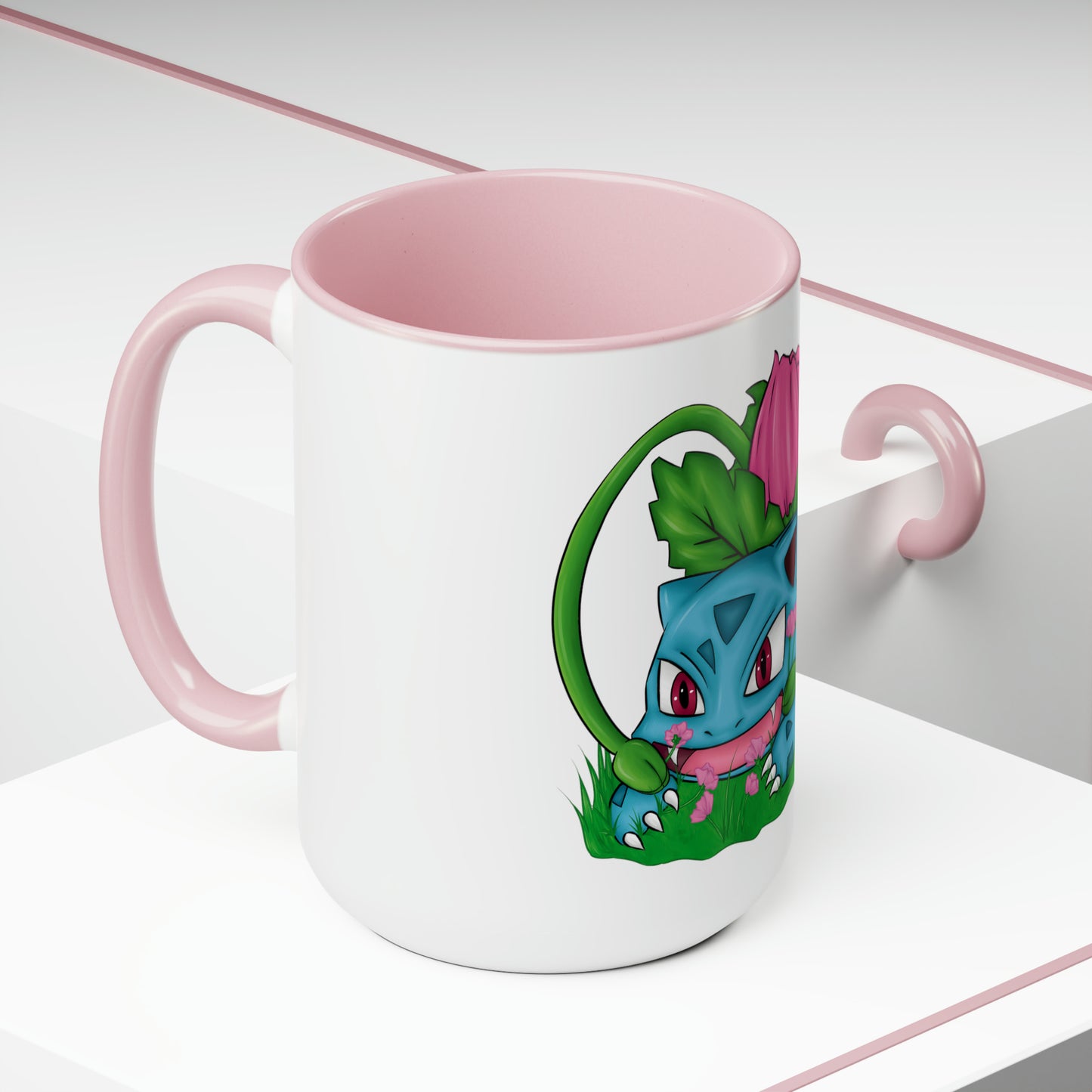 Pokesaur Ivy Beast Fanart Two-Tone Coffee Mugs, 15oz