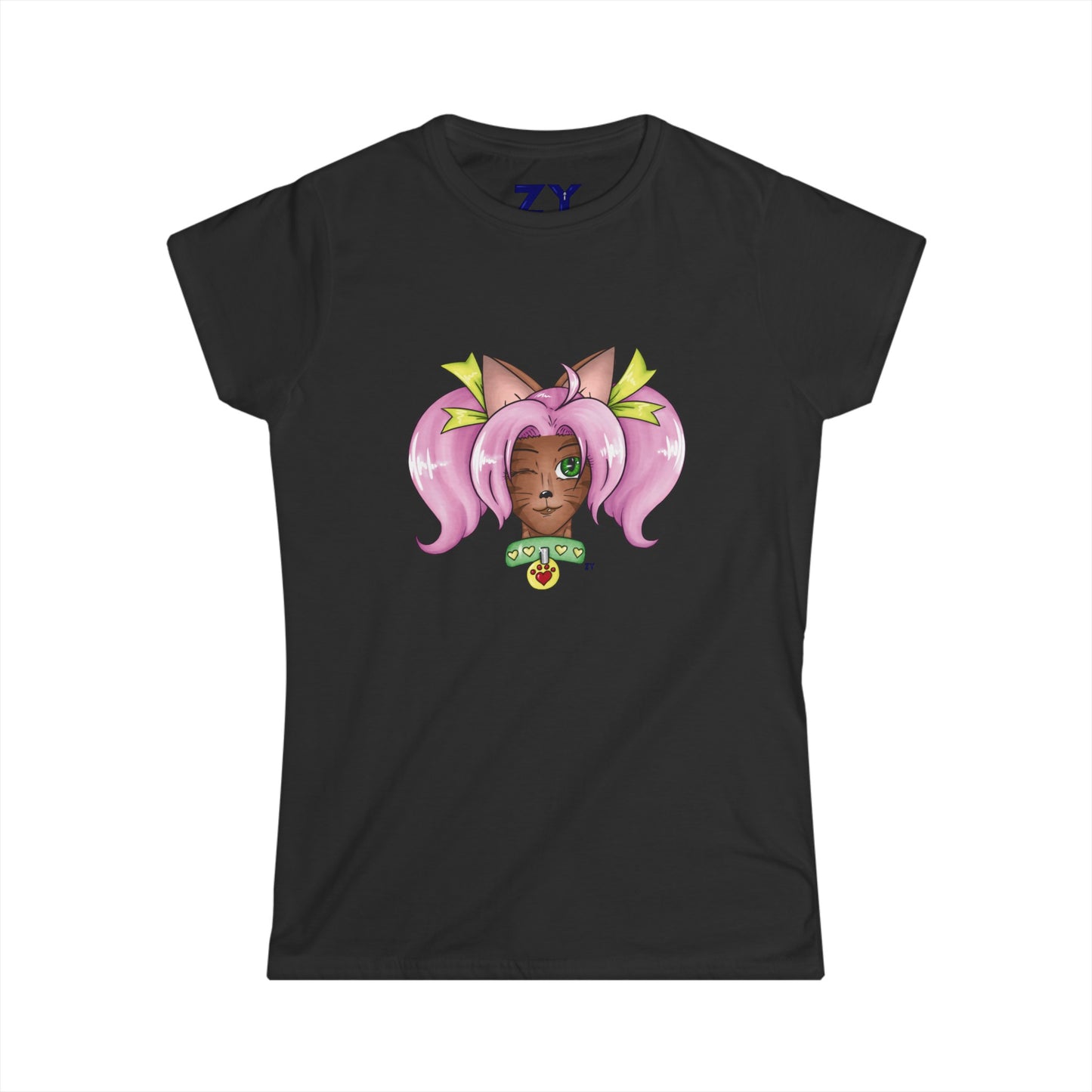 Cute Cat Girl Soft Style Ladies Tee